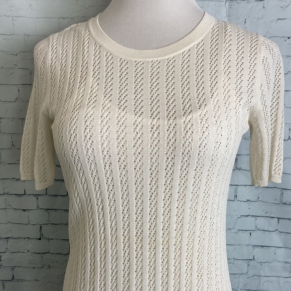A.L.C. Soft Knit Open Knit Dress Cream White Sz S Designer Bride Bridal Vacation - Picture 3 of 16